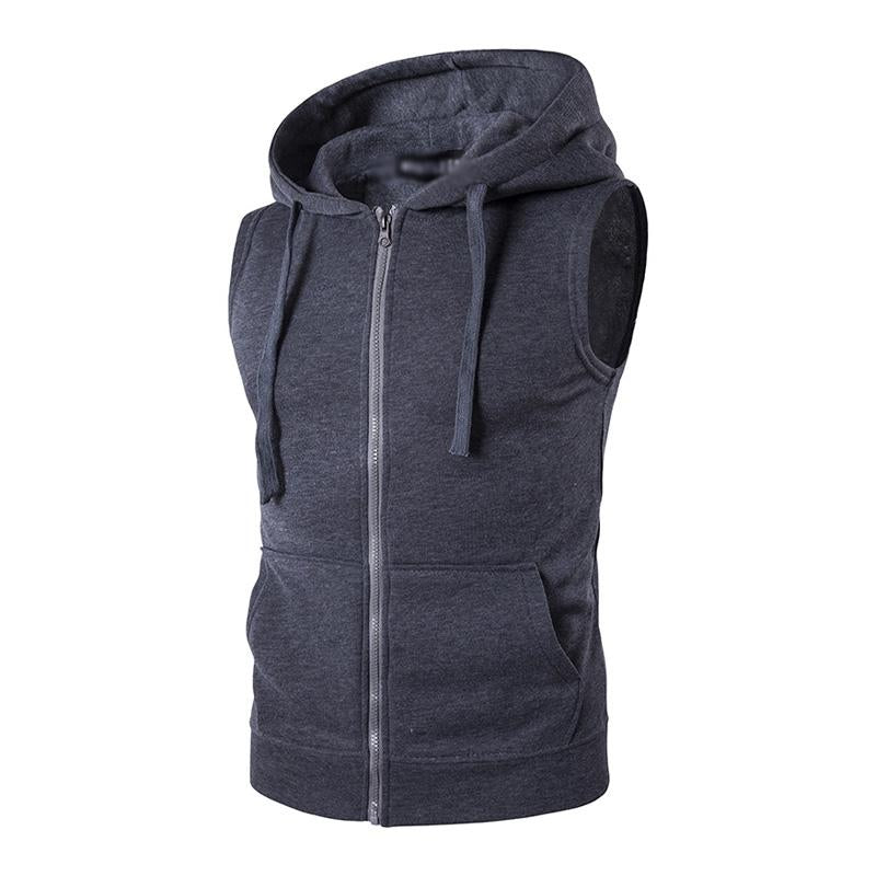 Men's Casual Hooded Zip Pocket Vest 20137124M