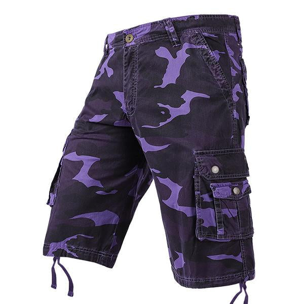 Mens Cotton Camouflage Cargo Shorts 24600962M Purple Camouflage / 30 Shorts