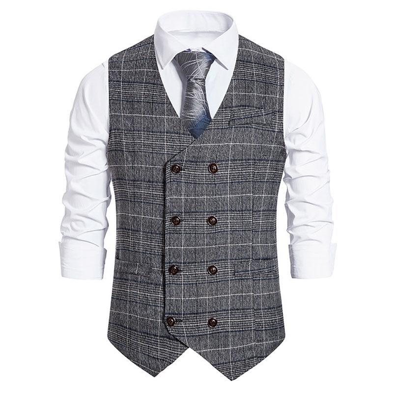 Men's Double Breasted Slim Fit Vintage Suit Vest (Shirt And Tie Excluded) 93941750M