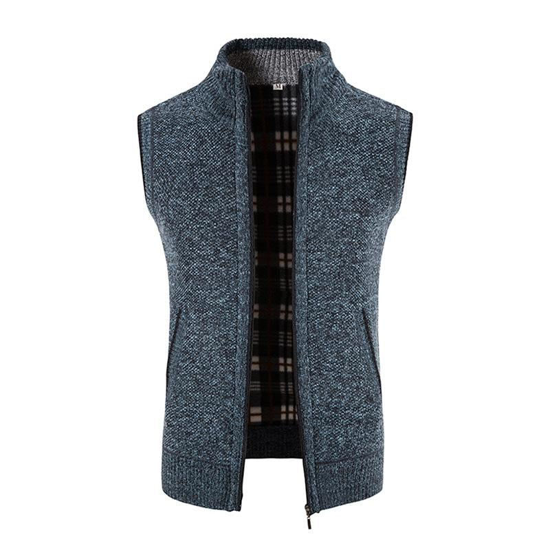 Men's Casual Stand Collar Zipper Knitted Vest 07947834M