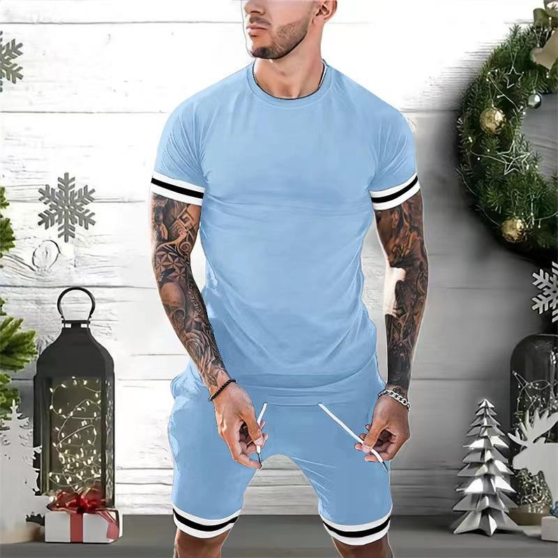 Men's Sports Casual Short Sleeve Shorts Set 46838955M