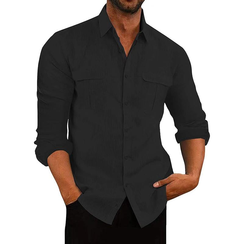 Men's Lapel Long Sleeve Resort Shirt 55426076X