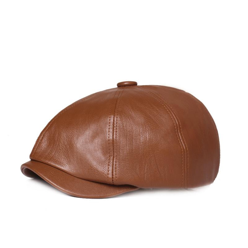 Men's Retro Solid Color PU Beret 81139955X