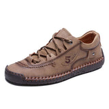 Mens Casual Leather Shoes 37969496 Khaki / 6 Shoes