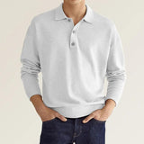 Men's Solid Lapel Long Sleeve Polo T-Shirt 72727356Y