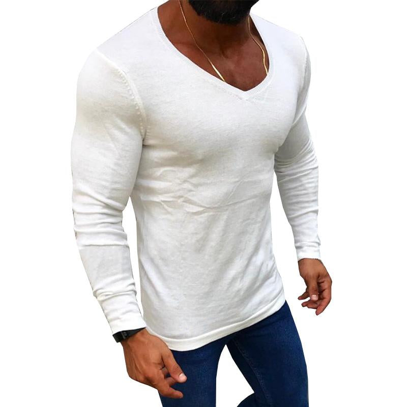 Men's Casual Slim Long Sleeve V Neck Pullover Knitwear 51426960M