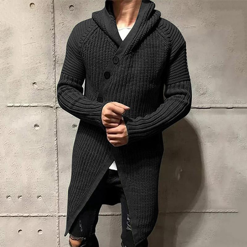 Men's Casual Mid-Length Hooded Knitted Cardigan 87960312M