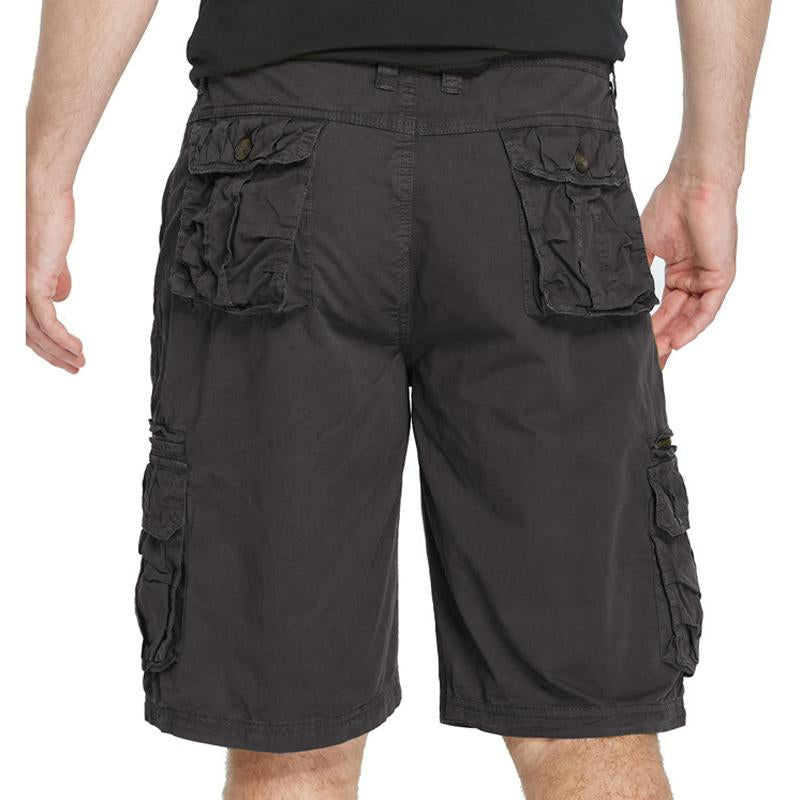 Men's Casual Solid Color Multi-Pocket Cargo Shorts 09603033Y