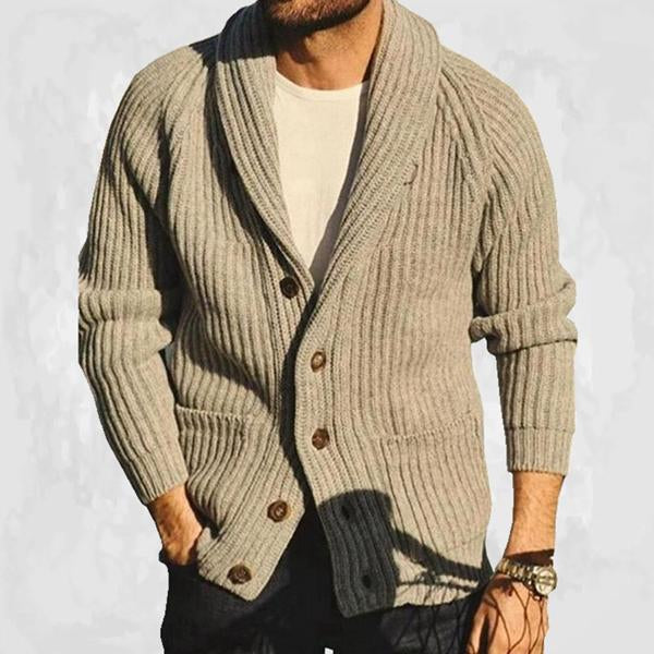 Veste en tricot à revers de couleur unie pour hommes 97390115X