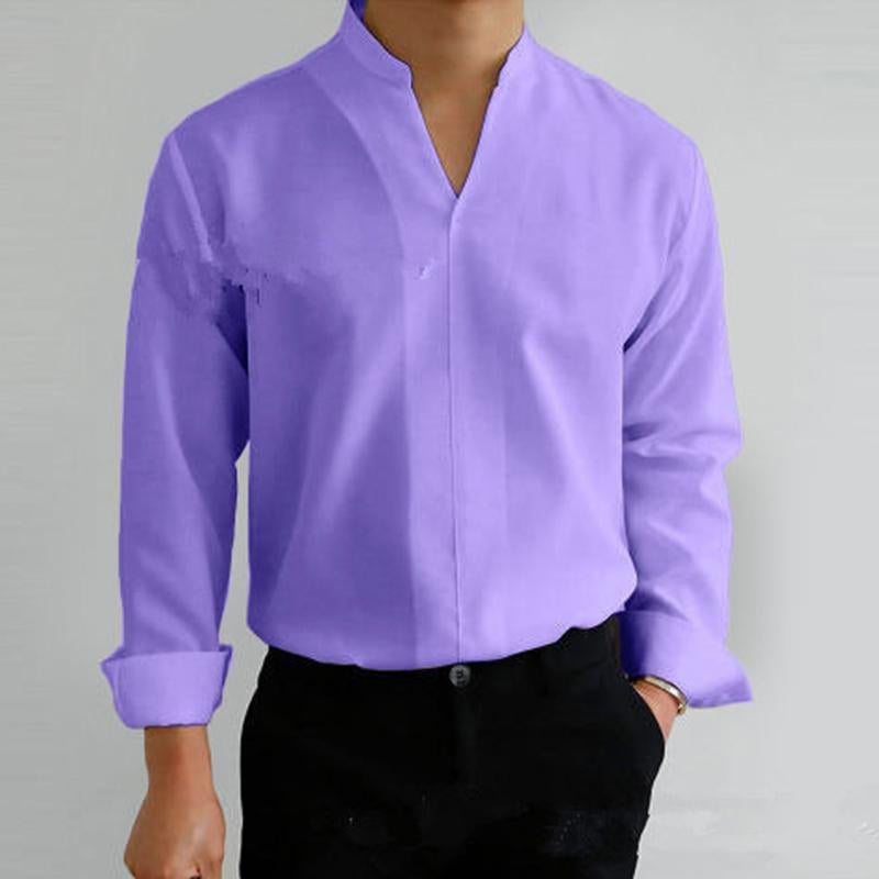 Men's Stand Collar Fitted Long Sleeve Shirt 47663072M