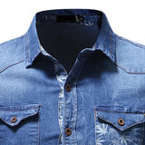 Men's Casual Denim Pocket Print Long Sleeve Shirt 77970622Y
