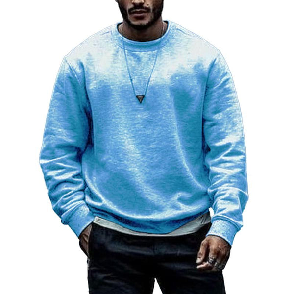 Men's Casual Round Neck Long Sleeve Solid Color Sweatshirt 64080384M