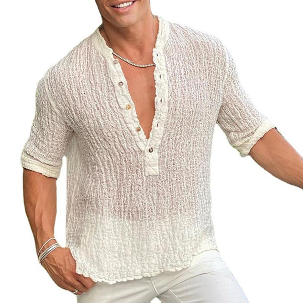 Men's Casual Pleated Short Sleeve Shirt 62499318Y