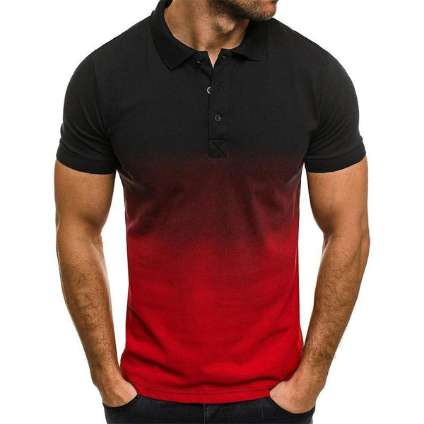 Men's Casual Gradient Print Short Sleeve POLO T-shirt 26429298Y