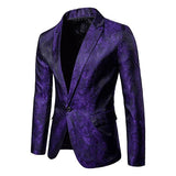Men's Court Jacquard One Button Fitted Blazer 77902686M