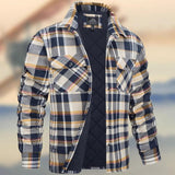 Men's Casual Long Sleeve Lapel Plaid Padded Shirt Jacket 14346889M