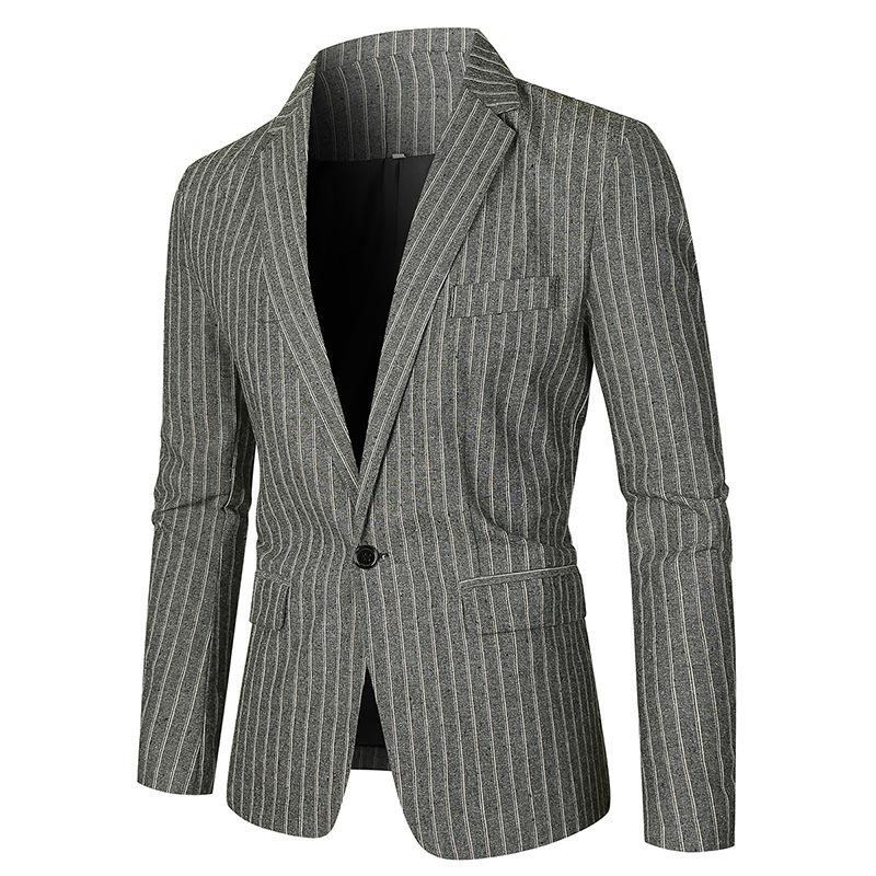 Men's Casual Striped Slim Fit One Button Blazer 18654063M