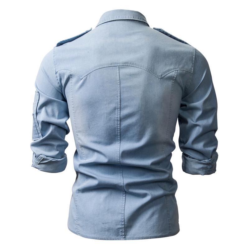 Camisa de manga larga de mezclilla lavada para hombre 38818803X