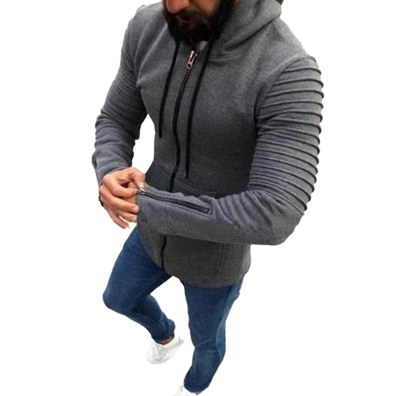 Men's Pleated Long Sleeve Hoodie 76067023X