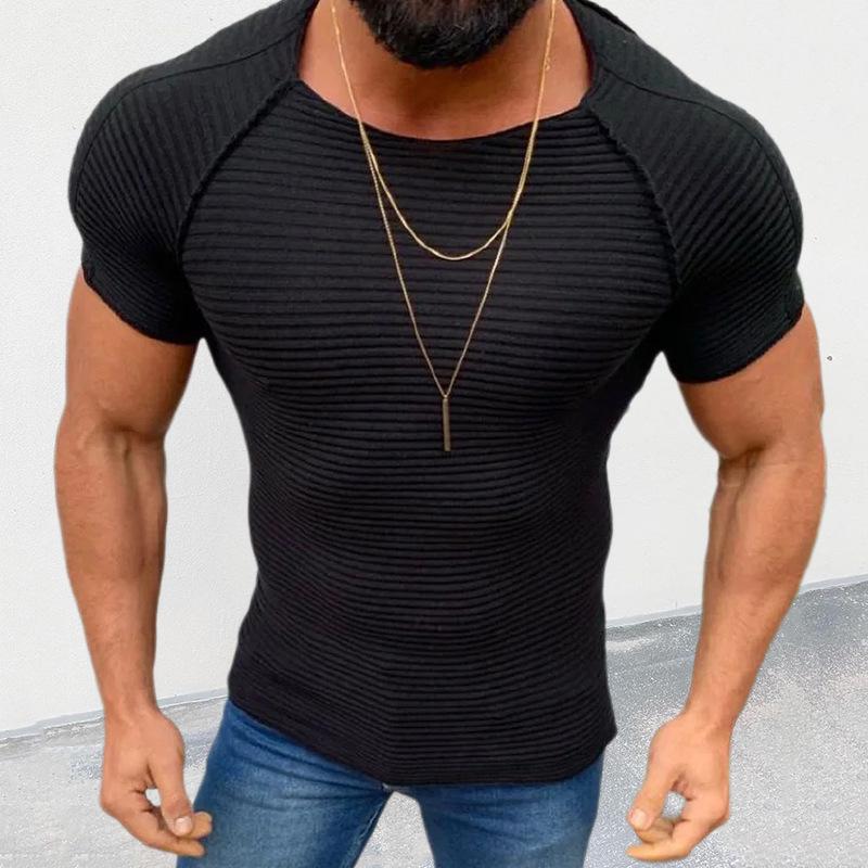 Men's Casual Slim Round Neck Short Sleeved Knitwear 59345509M