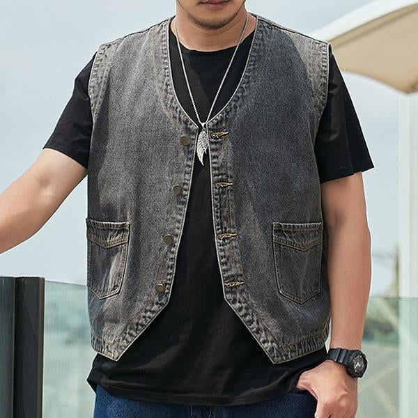 Mens Casual Loose Single Breasted Denim Vest 69915126M Vests