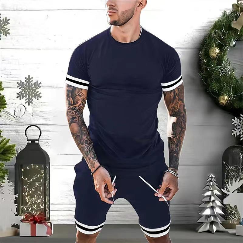 Men's Sports Casual Short Sleeve Shorts Set 46838955M