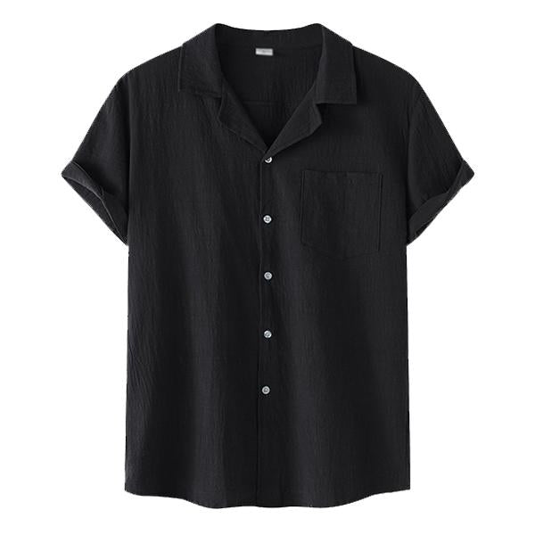 Men's Casual Thin Cotton Linen Short Sleeve Shirt 56599850M