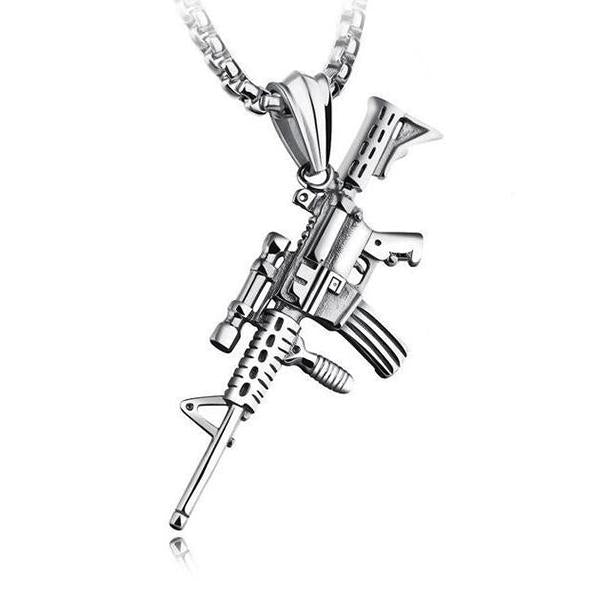 Submachine Gun Pendant Necklace 00268572M Silver Necklace
