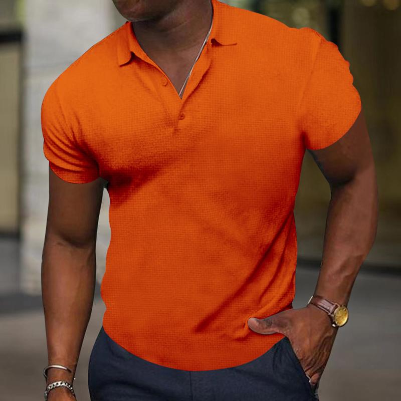 Men's Casual Slim Solid Color Short Sleeve Polo Shirt 04477231M