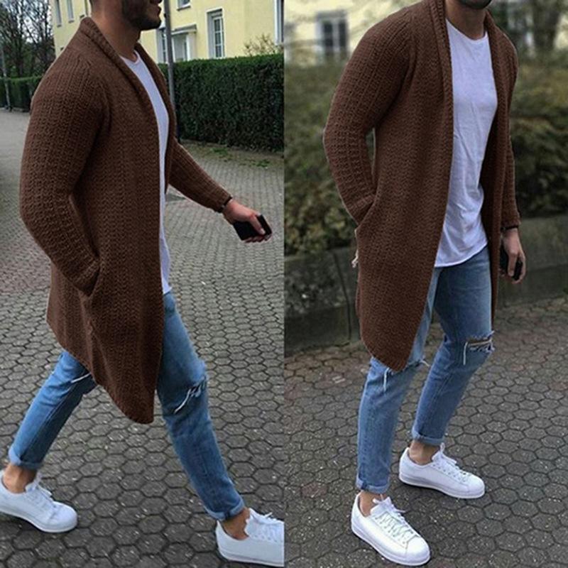 Cardigan en tricot à manches longues décontracté pour hommes 10377930M