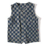 Mens Vintage Washed Distressed Denim Vest 03795520M Blue / S Vests