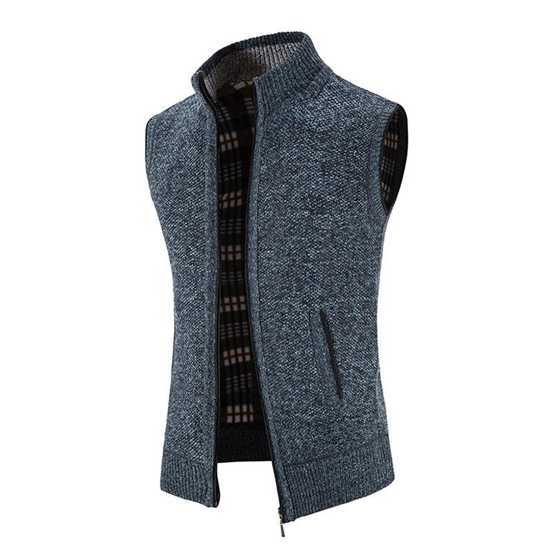 Men's Casual Stand Collar Zipper Knitted Vest 07947834M