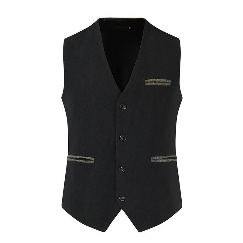 Men's Vintage Single Breasted Leather Suit Vest 31615058Y