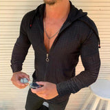 Men's Casual Hooded Zipper Slim Fit Embossed Shirt 27815533M