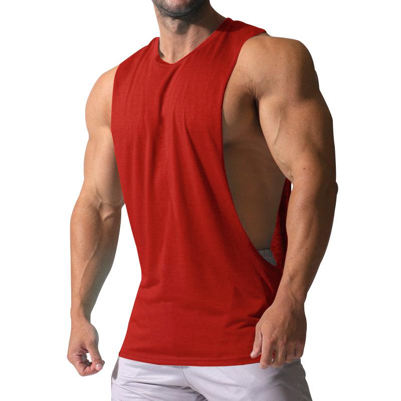 Men's Loose Solid Large Side Slit Sports Fitness Tank Top 23142265Z