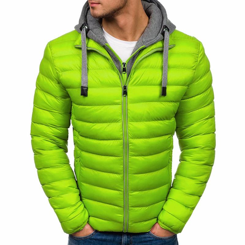Men's Solid Color Hooded Fake Two-Piece Jacket 11986211X