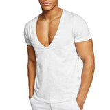 Men's Solid Color V-neck T-shirt 06751046X