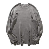 Men's Casual Long Sleeve Ripped Pullover Sweater 14343674M