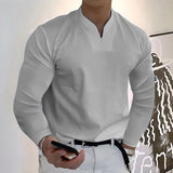 Men's Casual Solid Color Tough Guy Long Sleeve T-Shirt 08207310Y