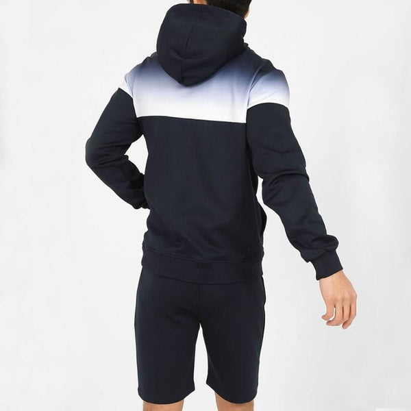 Men's Sports Hooded Gradient Long Sleeve Shorts Set 60210483Y