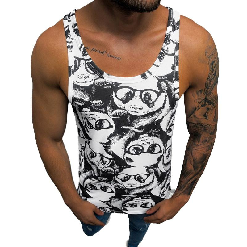 Men's Round Neck Printed Sports Tank Top 01648058X