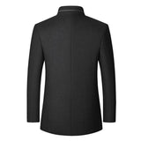 Men's Stand Collar Solid Color Woolen Coat 09916804X