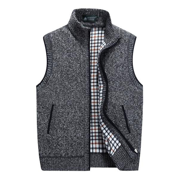 Chaleco de punto de polar con cuello alto informal para hombre 30062238M