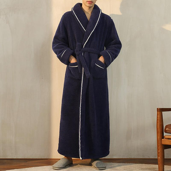 Men's Casual Lapel Belt Extended Pajama Robe 65673945M