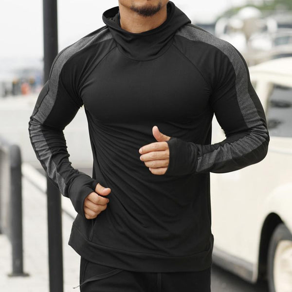 Men's Color-Block Hooded Long-Sleeved Quick-Drying T-Shirt 20523447Y