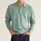 Men's Solid Lapel Long Sleeve Polo T-Shirt 72727356Y