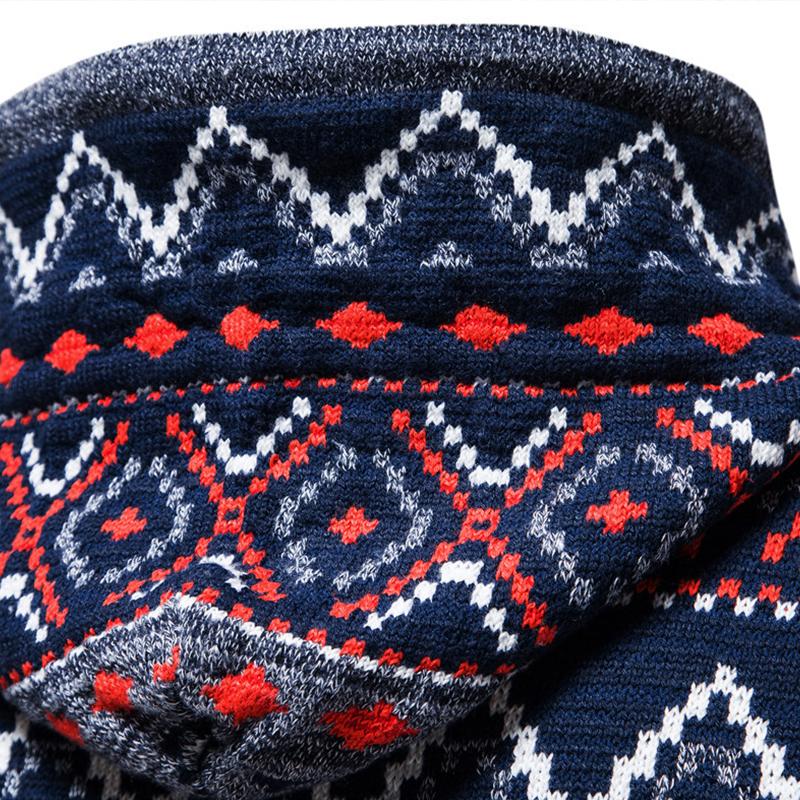 Men's Ethnic Jacquard Pullover Hooded Sweater 77859961M