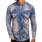 Men's Vintage Wash Long Sleeve Denim Shirt 48718428X