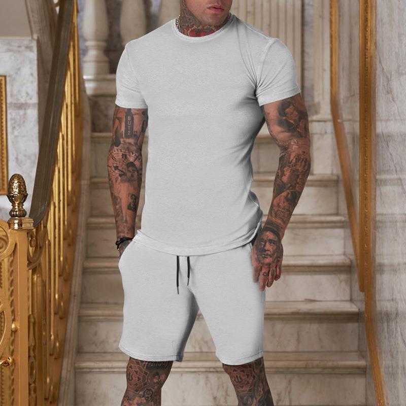Men's Casual Solid Short Sleeve T-shirt Shorts Set 21148747Z