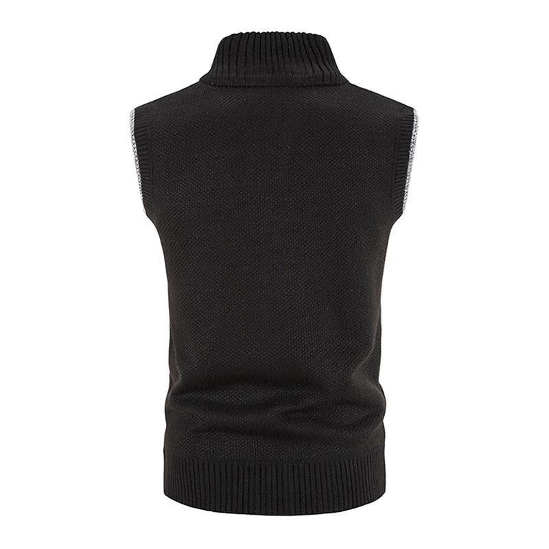 Men's Casual Stand Collar Zipper Knitted Vest 07947834M